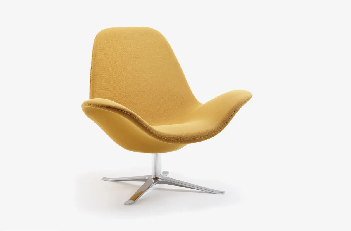 Yellow upholstered swivel armchair Yellow upholstered swivel armchair