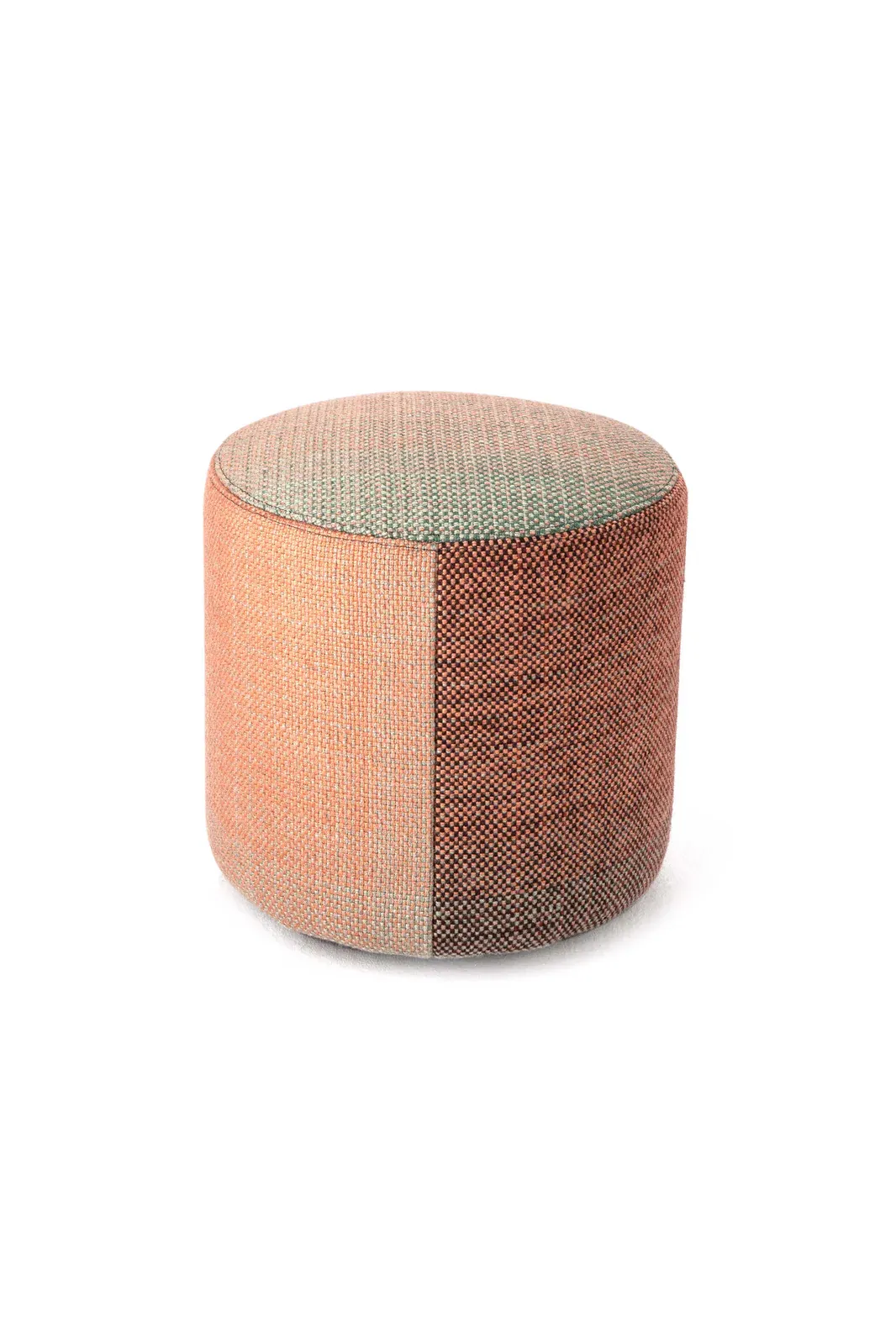 Round upholstered stool with an orange cover