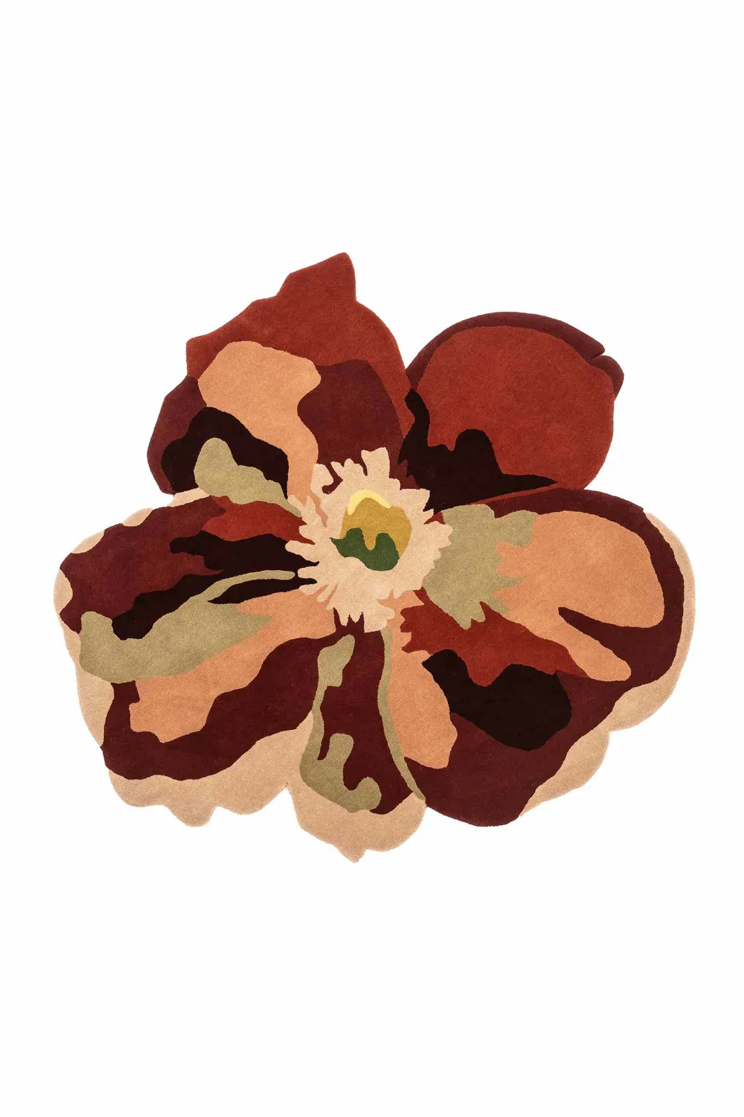 Flower-shaped rug in warm colours