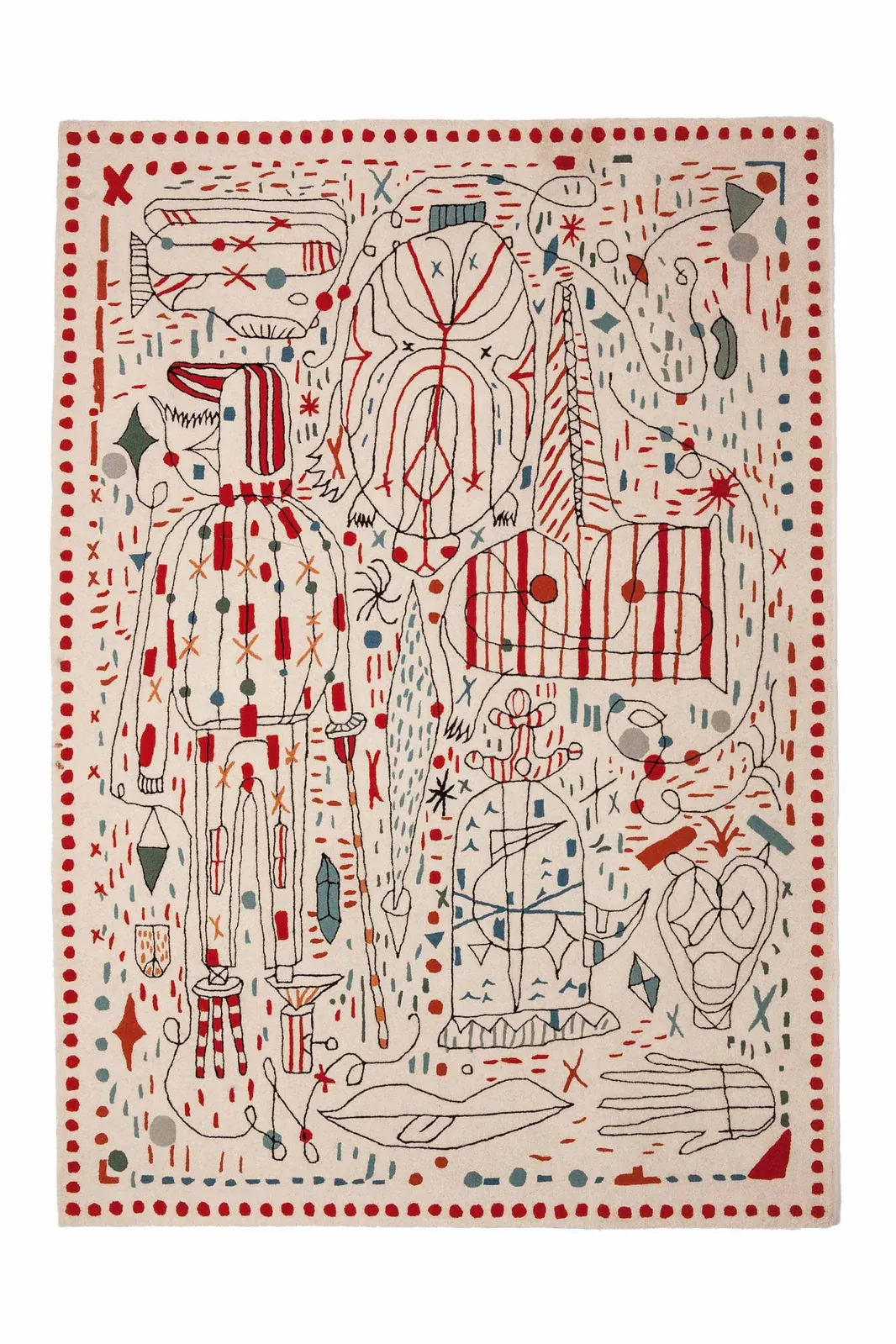 Rectangular rug with a colourful pattern