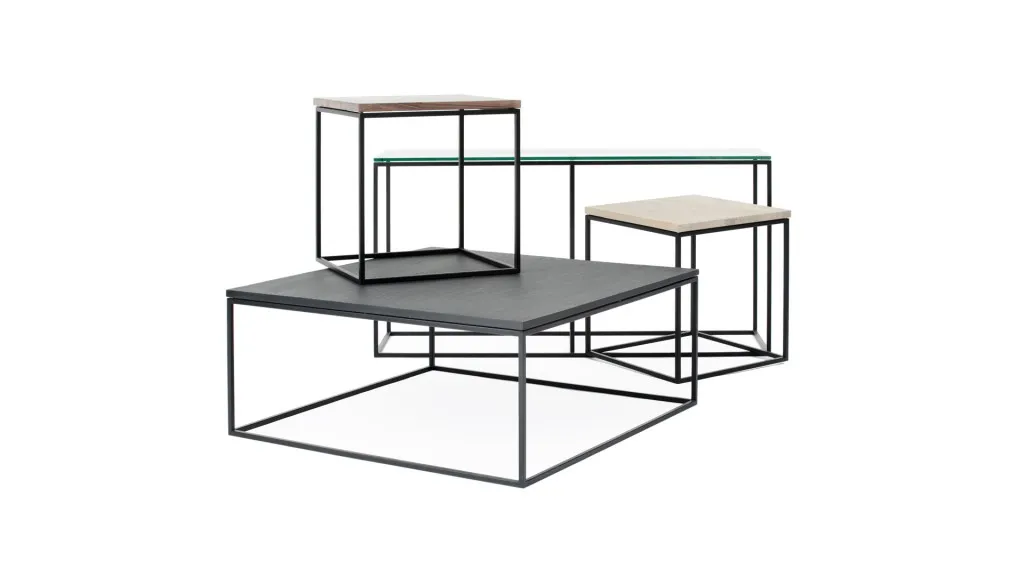 Black metal tables with square frames Black metal tables with square frames